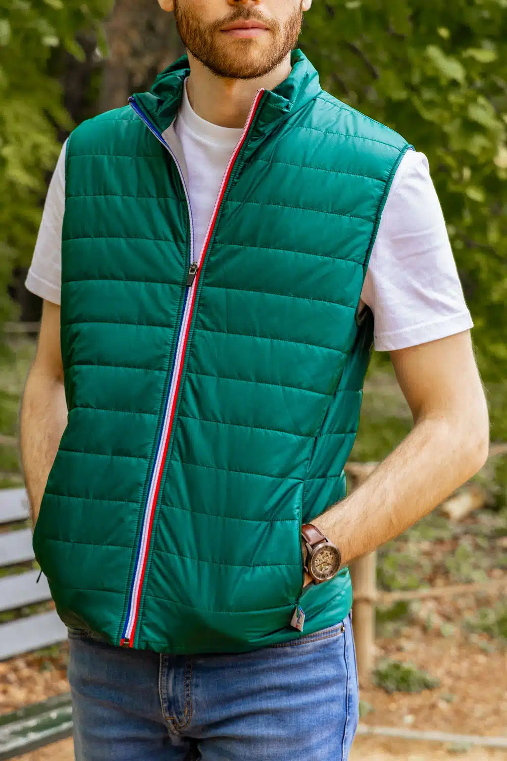 Gilet sans manche homme vert best sale