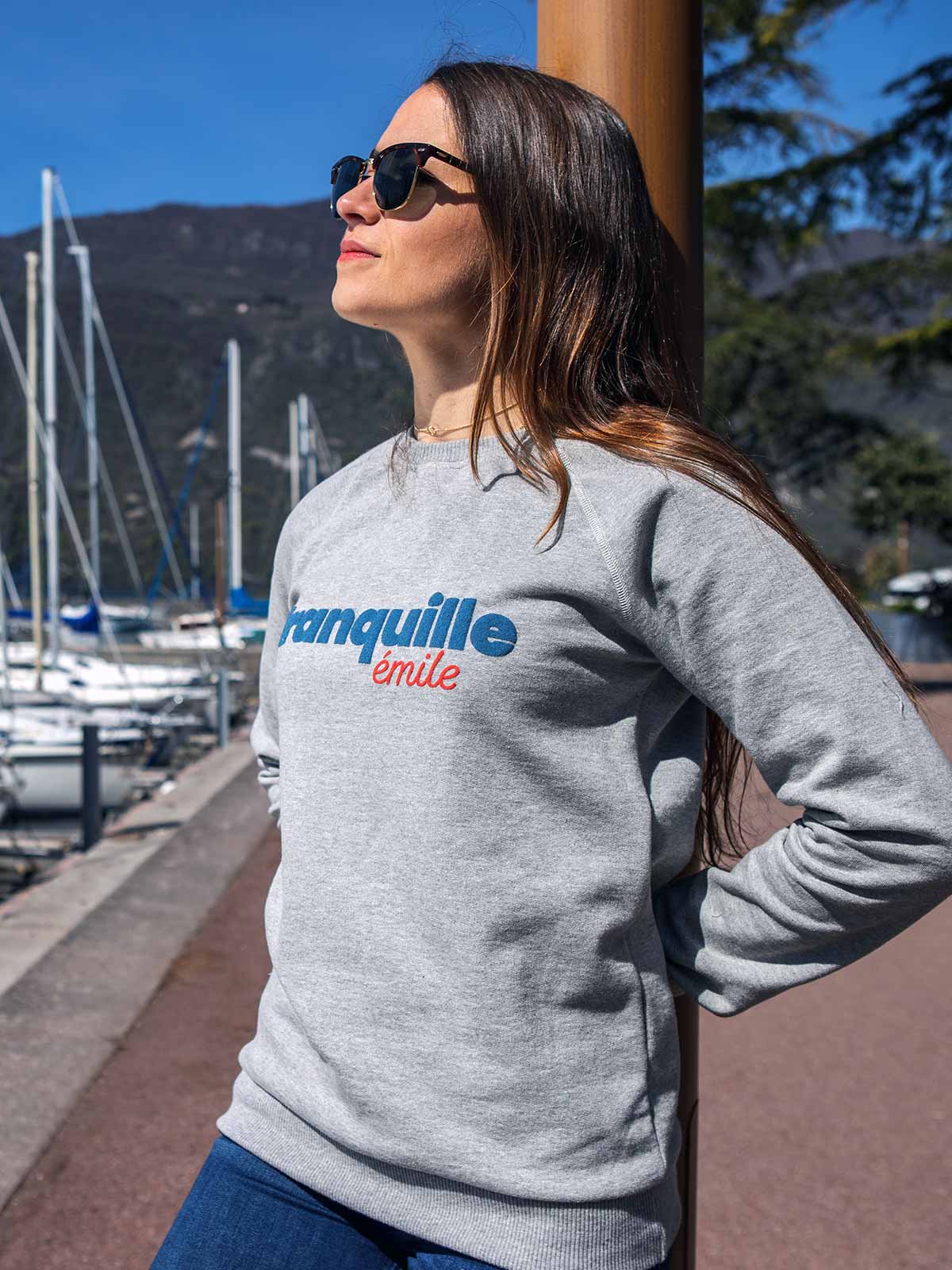 Sweat made in France femme gris chiné - Tranquille Emile - Coton bio
