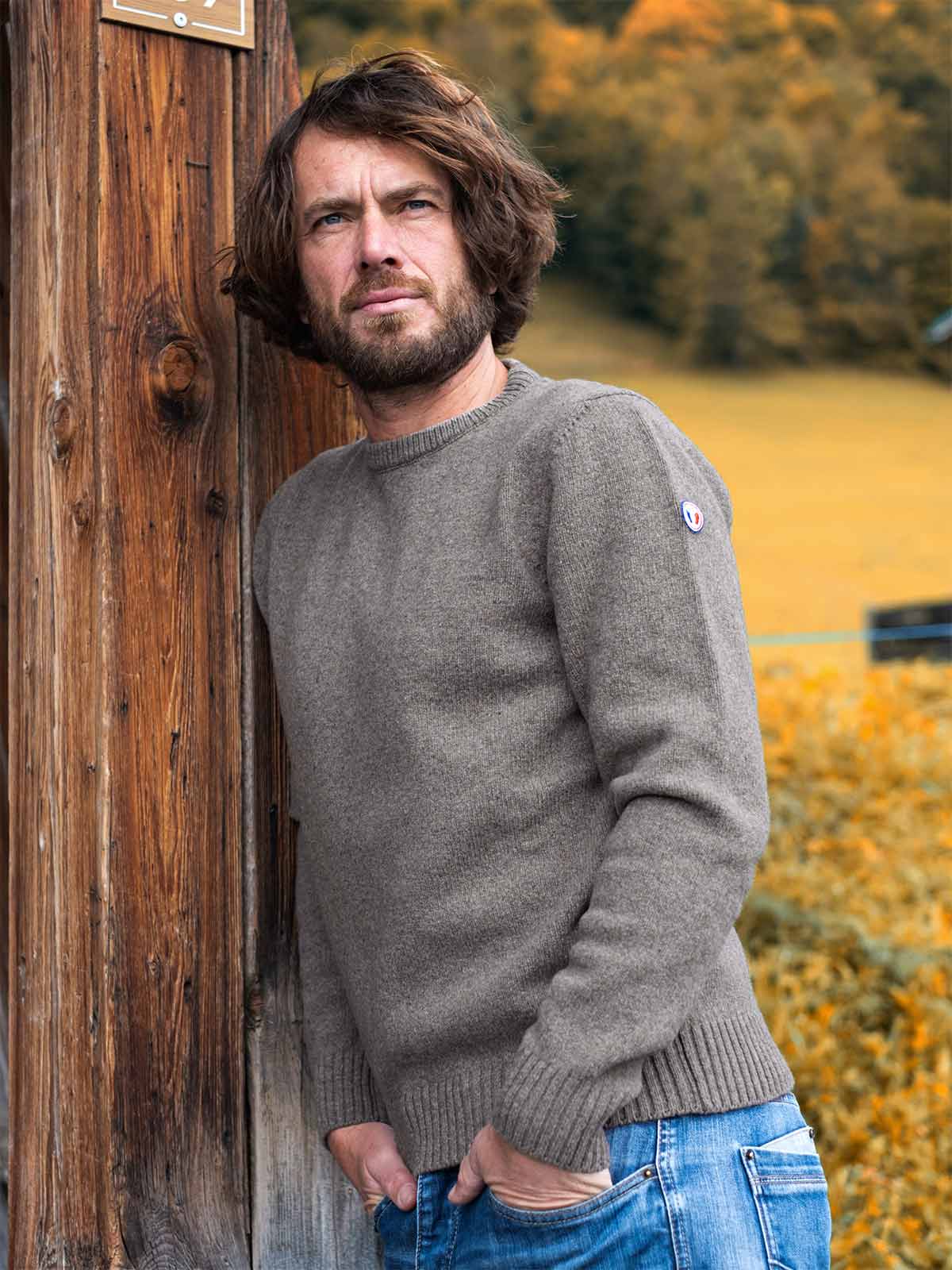 Pull homme made in France - Le Frileux taupe - Tranquille Emile
